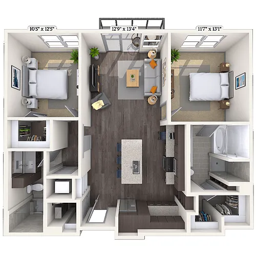 Floor plan Tradition 2x2 1078-1147 SF