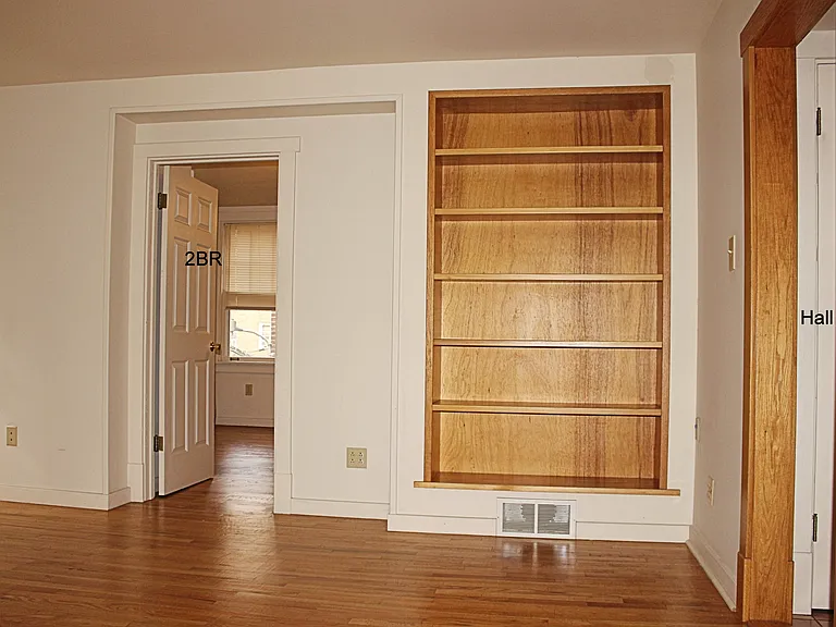 LR bookase, entry to 2BR