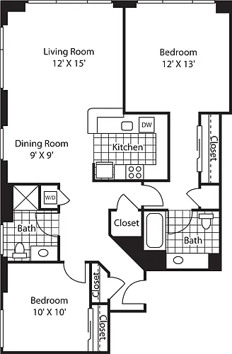 Floor plan Two Bedroom 1051