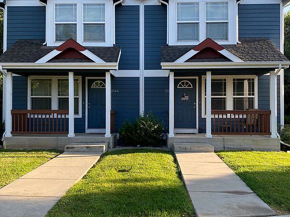 Front of the townhome. The unit available for the rent is on the left.