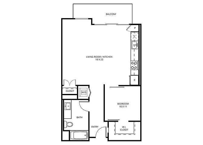 Floor plan 1 Bedroom E-2C