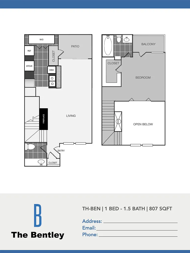 Floor plan 1x1.5 Townhouse
