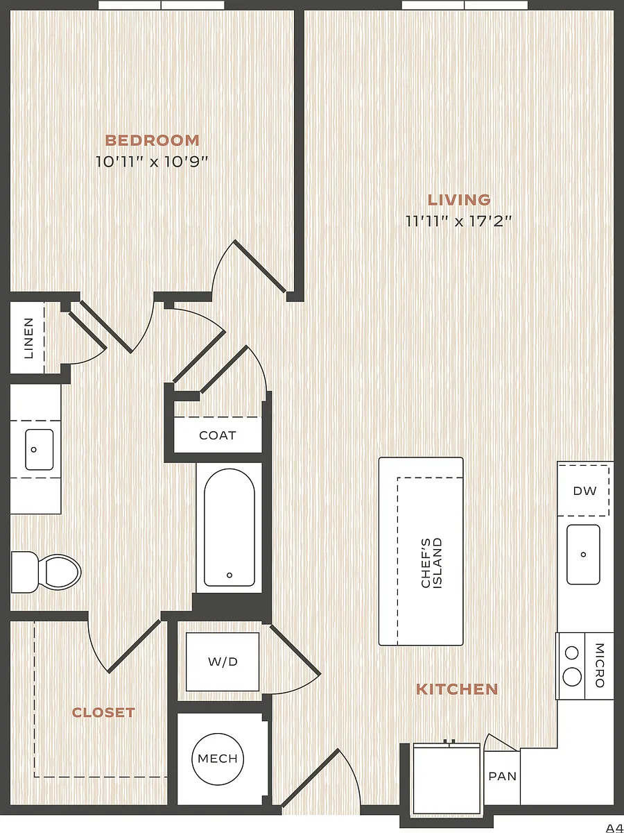 Floor plan 1 Bed/1 Bath-A4