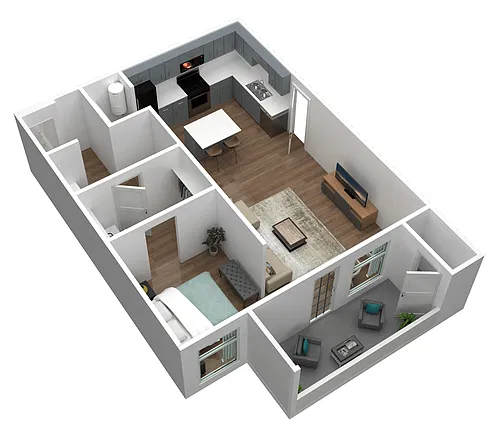 Floor plan 1 Bed 1 Bath B