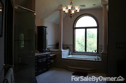 MASTER BATH : VAULTED CEILING, GLASS SHOWER, 2-SINKS, VANITY, WHIRLPOOL TUB & TOILET ROOM