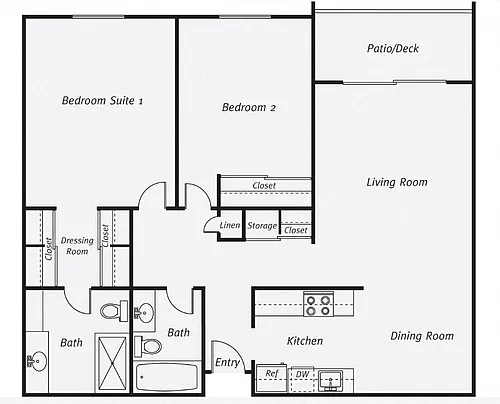 Floor plan Two Bedroom Two Bathroom