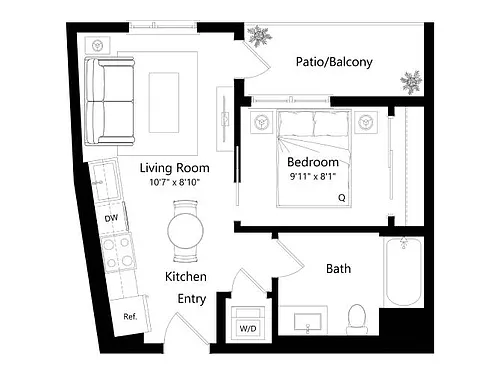 Floor plan 1C - 1 Bed 1 Bath