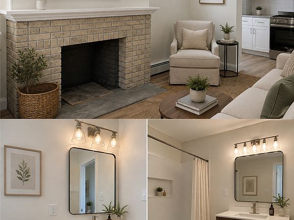 AI used for illustrative purposes to provide insight to living room and bathroom layout(s).