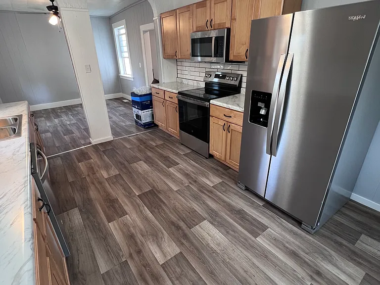 Kitchen looking into dining room