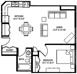 Floor plan One Bedroom C