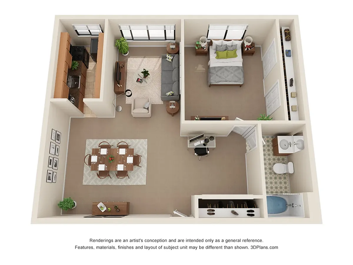Floor plan 1BR 1BA