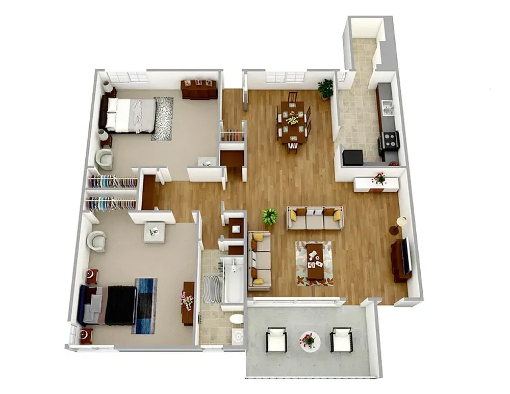 Floor plan 2 Bedroom, 1 Bathroom