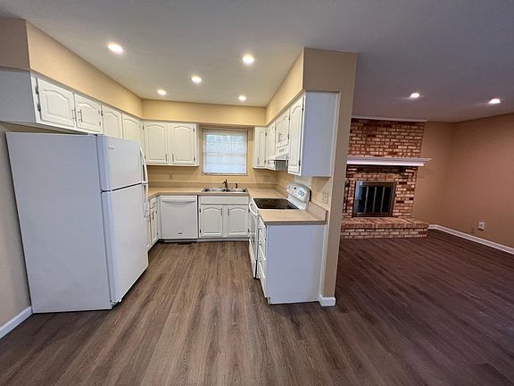 Kitchen and Living Room with Fireplace