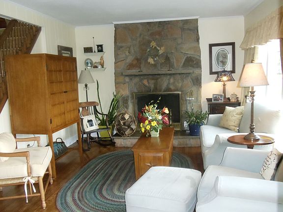 Living Room with Wood Burning Fireplace