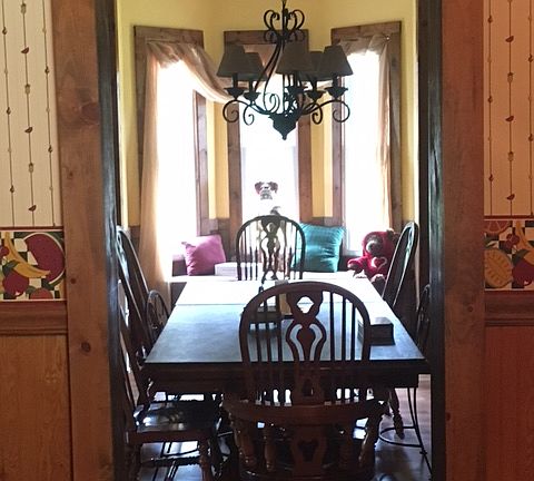 View from kitchen to dining