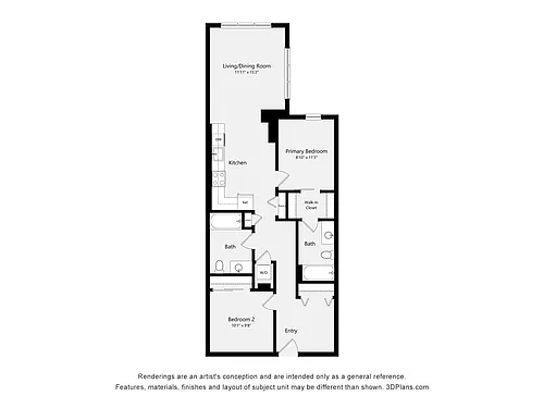 Floor plan Urban Two Bed Two Bath 5