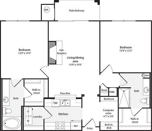 Floor plan 2 Bedrooms E