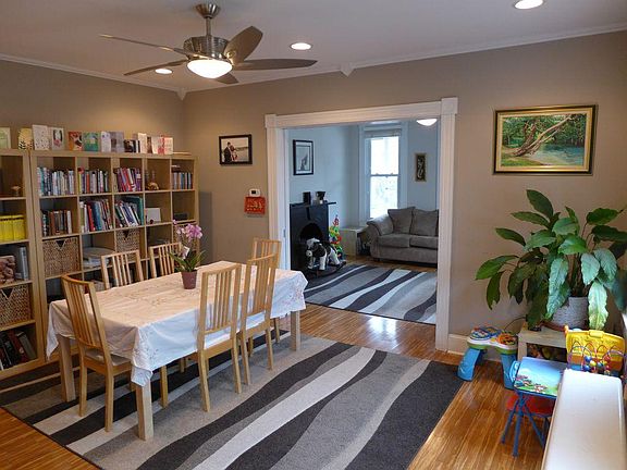 Dining room with a section of living room in view