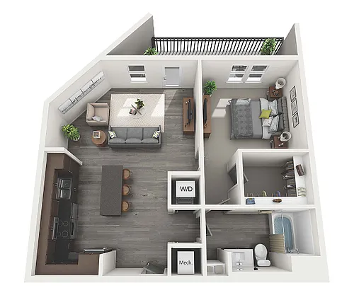 Floor plan 1 Bedroom 1 Bath - 816 sq. ft.