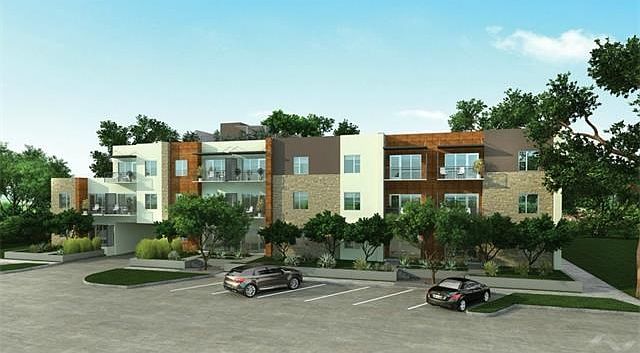 Exterior rendering - northern facade of the flats building.