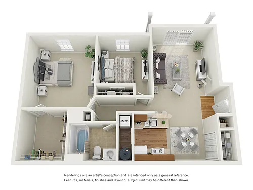 Floor plan Two Bed, One Bath A
