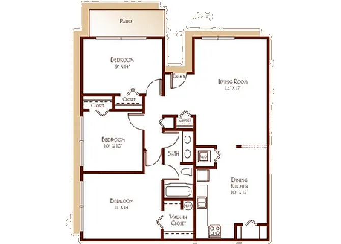 Floor plan 3 Beds 1 Bath