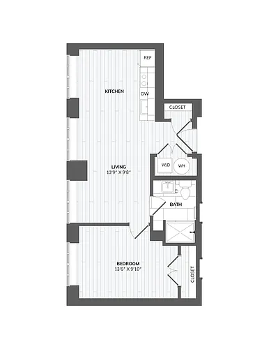 Floor plan 1 Bed 1 Bath-B3c