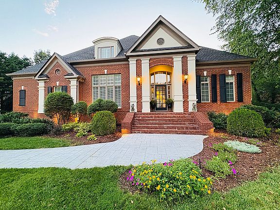 Stamped concrete front walk.