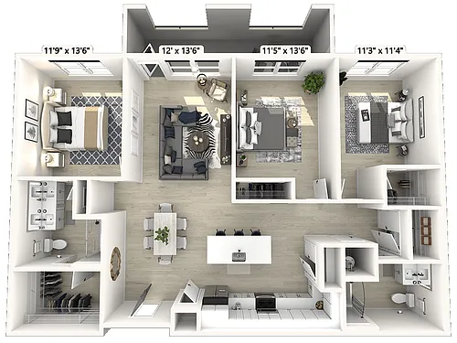 Floor plan D11 - 3 Bedroom 2 Bathroom