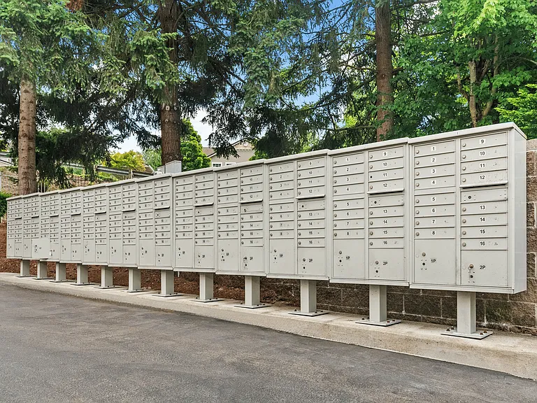 Community mailboxes designed for secure and easy resident access.