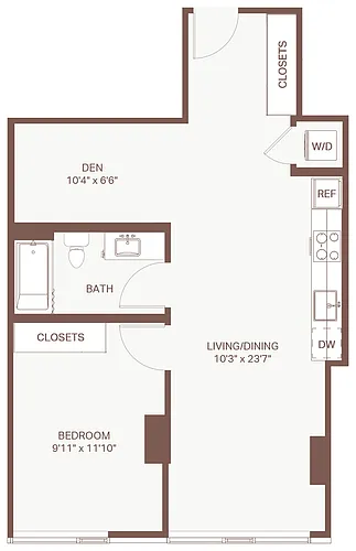 Floor plan 1x1 + Den D6 Olympic