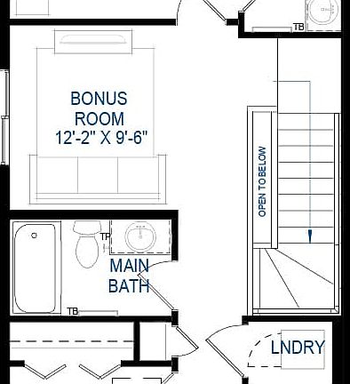 Blackline drawing of the Elm duplex model by Brookfield Residential