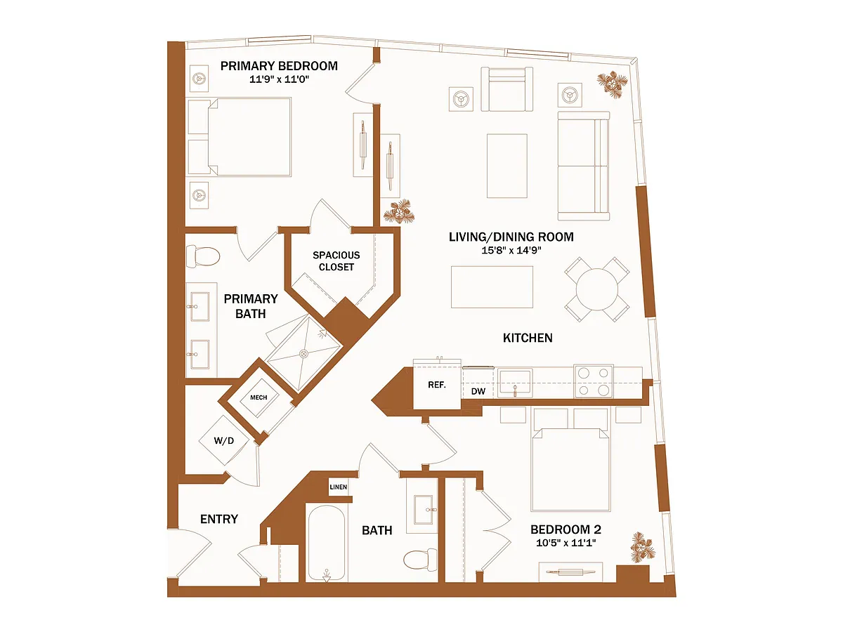 Floor plan D6 - 2 Bed | 2 Bath