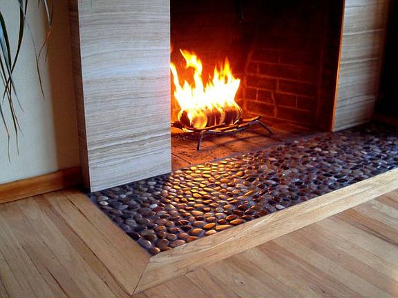 Fireplace with River rock