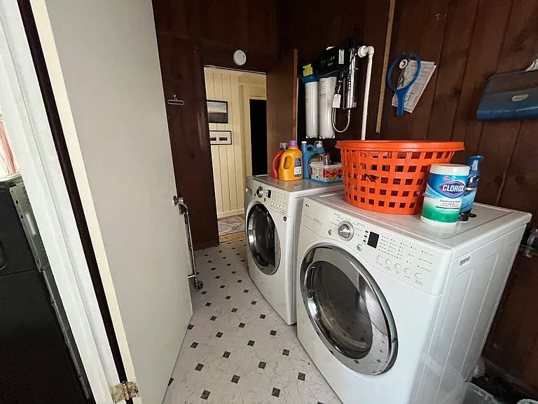 Laundry room with washer and dryer.