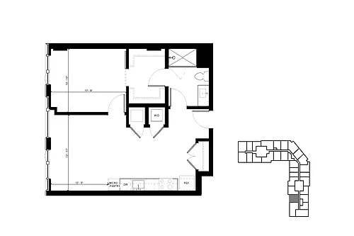 Floor plan A2 1 Bedroom