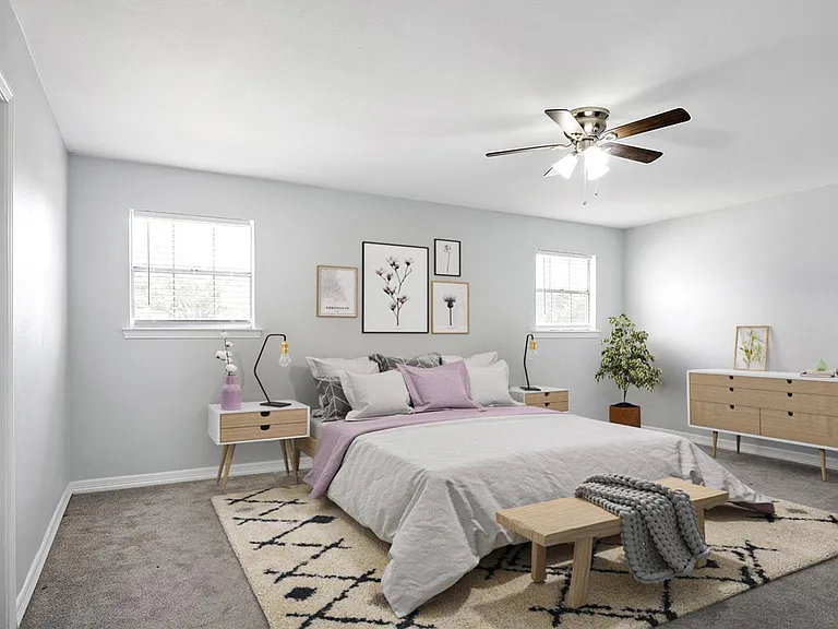 Bedroom 1. This image shows a virtually furnished space. Bedrooms come unfurnished.