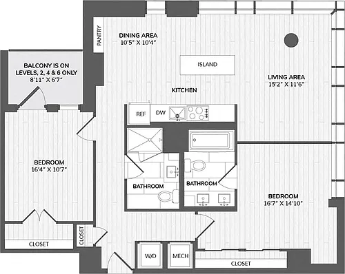 Floor plan 2 Bed/2 Bath-2B-B_880 P