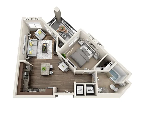 Floor plan One Bedroom A1B