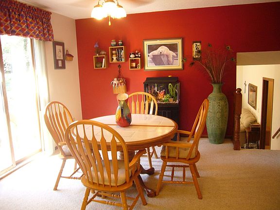 The dining area is the perfect place to entertain, with a door to the deck. 