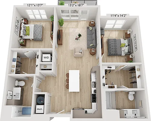 Floor plan Two Bedroom B2H