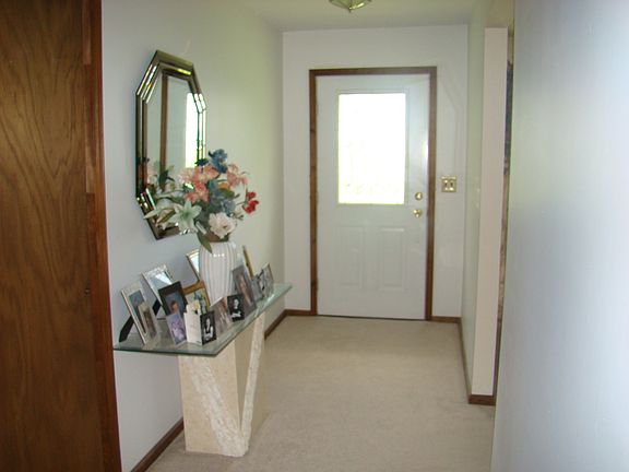 foyer with leaded glass door with brass caming