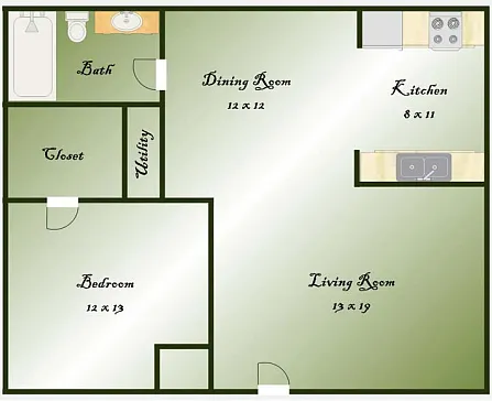 Floor plan Upgraded and Premium 1 Bedroom Units