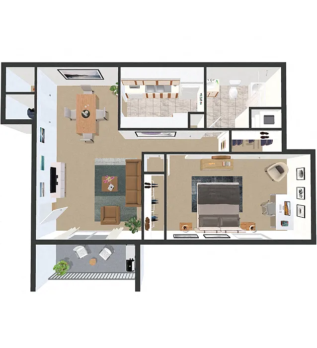 Floor plan 1 BED/1 BATH GARDEN D