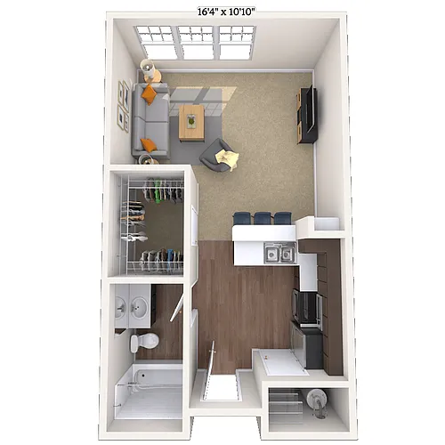 Floor plan Studio 0x1 483-890 SF
