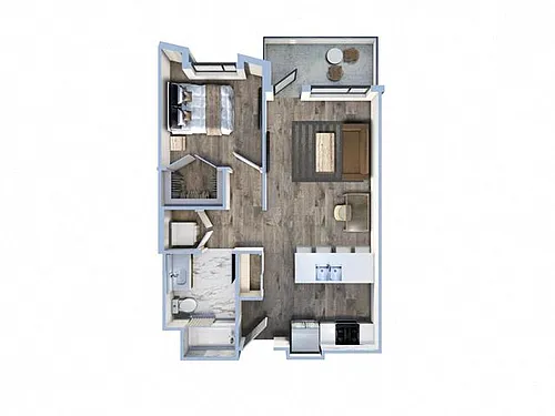 Floor plan 1Bed/1Bath-B1-B5