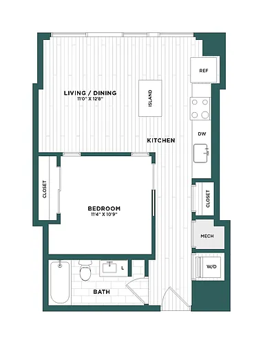 Floor plan JR 1 Bed/1 Bath-F1