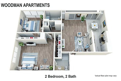 Floor plan 2 Bedroom 2 bath