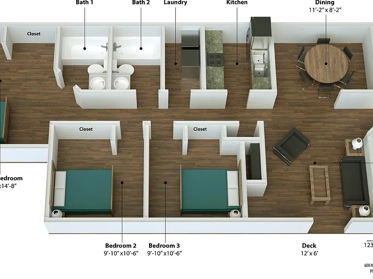 Three Bedroom Floor Plans