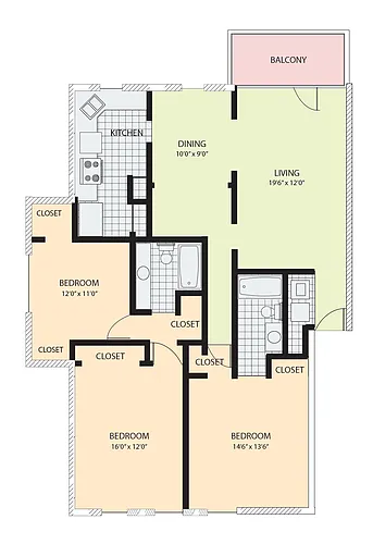 Floor plan 3 x 2 Pendelton